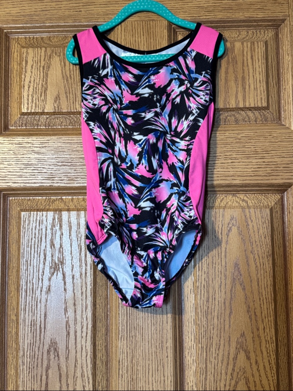 Black, Pink & Blue Floral Gymnastics Leotard